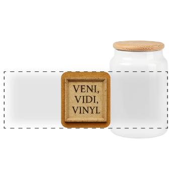Veni, Vidi, Vinyle - Boîte à biscuits avec couvercle en bois - blanc - Devant