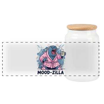 Morning Rage - Panoramic Cookie Jar with Wooden Lid - white - Front
