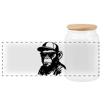 Conception de graffiti de singe urbain - Boîte à biscuits avec couvercle en bois - blanc - Devant