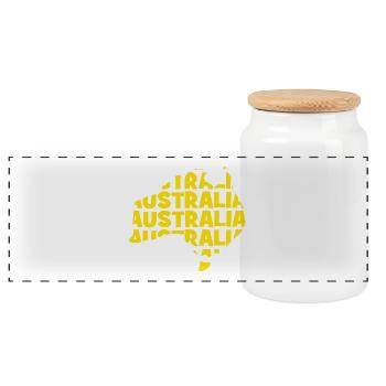Australia - Australia - Map - Outline - Panoramic Cookie Jar with Wooden Lid - white - Front