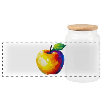 Colorful pixel apple - Panoramic Cookie Jar with Wooden Lid - white - Front