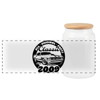 16. Geburtstag - Klassiker Musclecar 10/2009 - Panorama Keksdose mit Holzdeckel - Weiß - Vorne