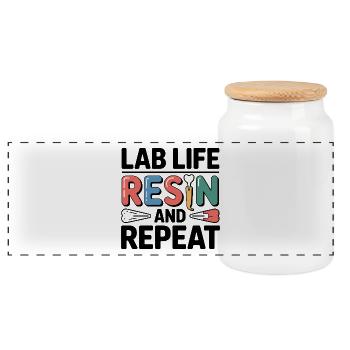 Lab Life Resin and Repeat  - Panoramic Cookie Jar with Wooden Lid - white - Front