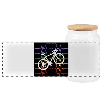 HEARTBEAT CYCLIST BICYCLE RAINBOW COLORS - Panoramic Cookie Jar with Wooden Lid - white - Front