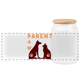 T-shirt pour animaux de compagnie Dog & CAT pour les amoureux des animaux - Boîte à biscuits avec couvercle en bois - blanc - Devant