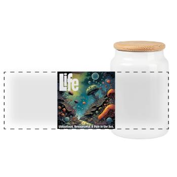 La vie, elle est partout - Boîte à biscuits avec couvercle en bois - blanc - Devant