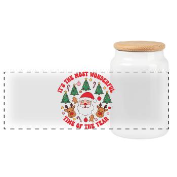 X-mas - It's the most wonderful time of the year - Panorama Keksdose mit Holzdeckel - Weiß - Vorne