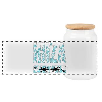 Ibiza Chameleon Art Design - Boîte à biscuits avec couvercle en bois - blanc - Devant