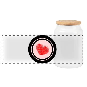 HEART. HEARTS. VALENTINE'S DAY. LOVE. LOVE. COUPLE. - Panoramic Cookie Jar with Wooden Lid - white - Front