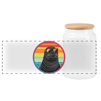 Seal with sunglasses - Panoramic Cookie Jar with Wooden Lid - white - Front
