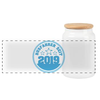 Bus 2019 - Panorama Keksdose mit Holzdeckel - Weiß - Vorne