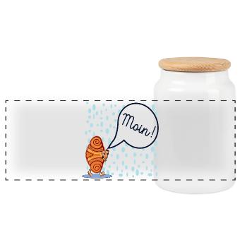MOIN FRANZBRÖTCHEN RAINY WEATHER HAMBURG - Panoramic Cookie Jar with Wooden Lid - white - Front
