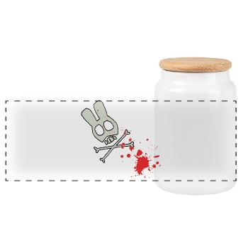 Skull Skeleton with Blood Splatters - Panoramic Cookie Jar with Wooden Lid - white - Front