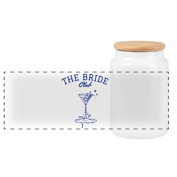 Elegant Women's Evening Cocktail Design - Panoramic Cookie Jar with Wooden Lid - white - Front