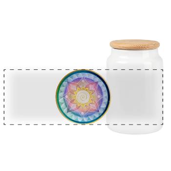 Harmonious mandala meditation design - Panoramic Cookie Jar with Wooden Lid - white - Front