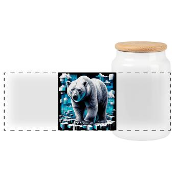 Eisbär - Panorama Keksdose mit Holzdeckel - Weiß - Vorne