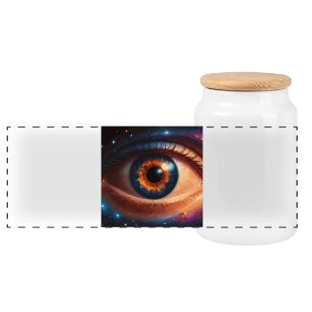 Cosmic Eye with Starry Sky - Panoramic Cookie Jar with Wooden Lid - white - Front