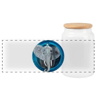 Elephant Mandala in Fantasy Style - Panoramic Cookie Jar with Wooden Lid - white - Front
