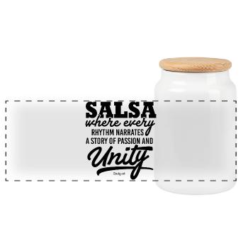 Kubanische Salsa Tanzmusik T-Shirt Liebe - Panorama Keksdose mit Holzdeckel - Weiß - Vorne
