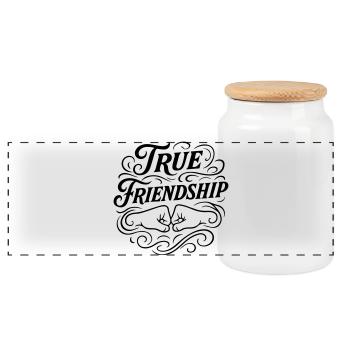 L’amitié dit les amis - Boîte à biscuits avec couvercle en bois - blanc - Devant
