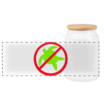 No Water Turtle Forbidden Shield Zone Against - Panoramic Cookie Jar with Wooden Lid - white - Front