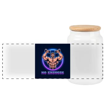 Motiver la conception musculaire avec une citation de puissance - Boîte à biscuits avec couvercle en bois - blanc - Devant