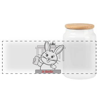 Portrait de lapin mignon à Berlin - Boîte à biscuits avec couvercle en bois - blanc - Devant