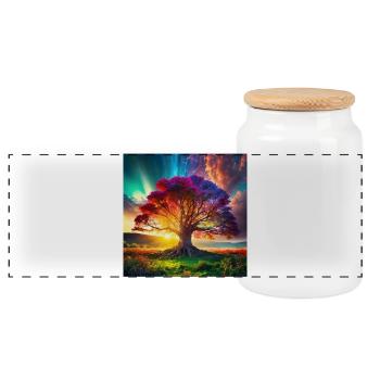 Arbre de Vie au Coucher Du Soleil - Boîte à biscuits avec couvercle en bois - blanc - Devant