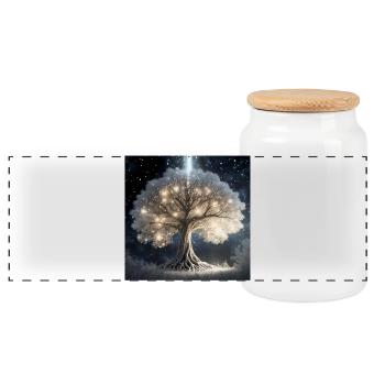 Glowing Tree of Dreams - Panoramic Cookie Jar with Wooden Lid - white - Front