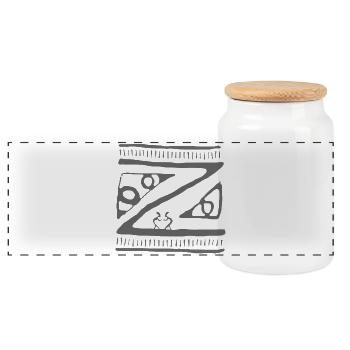 Abstract Geometric Maori Art Pattern - Panoramic Cookie Jar with Wooden Lid - white - Front