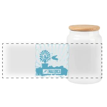 Moulin à vent de Majorque et design - Boîte à biscuits avec couvercle en bois - blanc - Devant
