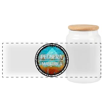 Peguera Mallorca Vintage Design - Boîte à biscuits avec couvercle en bois - blanc - Devant