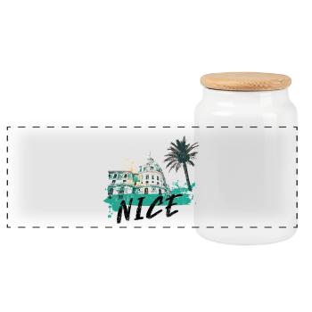 Nizza Promenade des Anglais und Architektur - Panorama Keksdose mit Holzdeckel - Weiß - Vorne