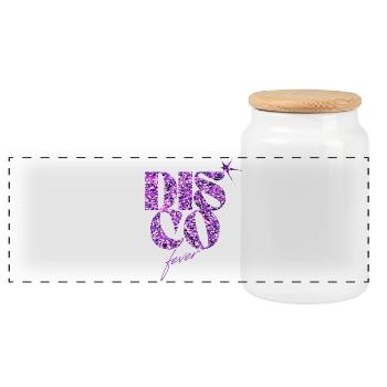 Glittery Disco Love Emblem - Panoramic Cookie Jar with Wooden Lid - white - Front