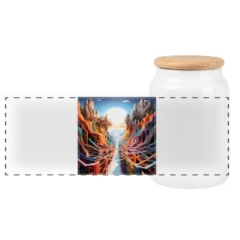 Paysage futuriste avec des chemins colorés surréalistes - Boîte à biscuits avec couvercle en bois - blanc - Devant
