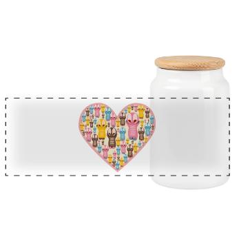 Mignon Kawaii Figurines Coeur - Boîte à biscuits avec couvercle en bois - blanc - Devant