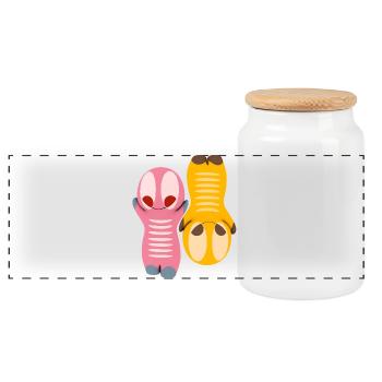 Mignonne figurine kawaii - Boîte à biscuits avec couvercle en bois - blanc - Devant