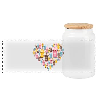 Mignon Kawaii Figurines Coeur - Boîte à biscuits avec couvercle en bois - blanc - Devant