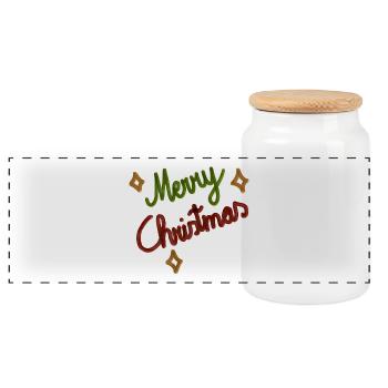 Joyeux Noël festif Lettrage à la main - Boîte à biscuits avec couvercle en bois - blanc - Devant