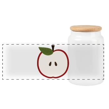 Apple Half Illustration - Panoramic Cookie Jar with Wooden Lid - white - Front