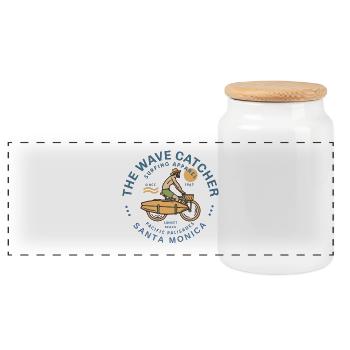 Design de Surfeur à Santa Monica - Boîte à biscuits avec couvercle en bois - blanc - Devant