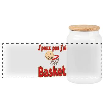 I can't I have Basketball - Panoramic Cookie Jar with Wooden Lid - white - Front