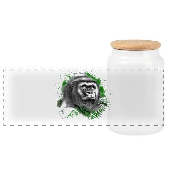Gorille - Boîte à biscuits avec couvercle en bois - blanc - Devant
