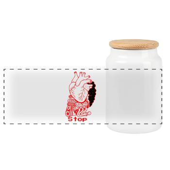 Traffic message Heart Attack - Panoramic Cookie Jar with Wooden Lid - white - Front