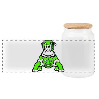 2 Friends Turtle Snail Riding Team Crew - Panoramic Cookie Jar with Wooden Lid - white - Front