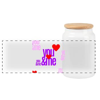 Love motivation with Heart letters - Panoramic Cookie Jar with Wooden Lid - white - Front