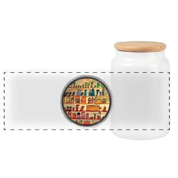 Abstrakte Küchenregal Illustration - Panorama Keksdose mit Holzdeckel - Weiß - Vorne