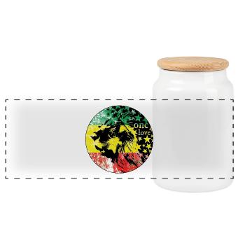 LionLiebe Rastas Reggae Design - Boîte à biscuits avec couvercle en bois - blanc - Devant