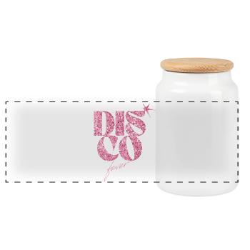 scintillant scintillant disco fever forever design - Boîte à biscuits avec couvercle en bois - blanc - Devant