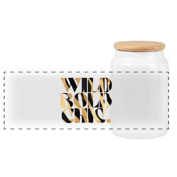 Wild Bold Chic Print Typography - Panoramic Cookie Jar with Wooden Lid - white - Front
